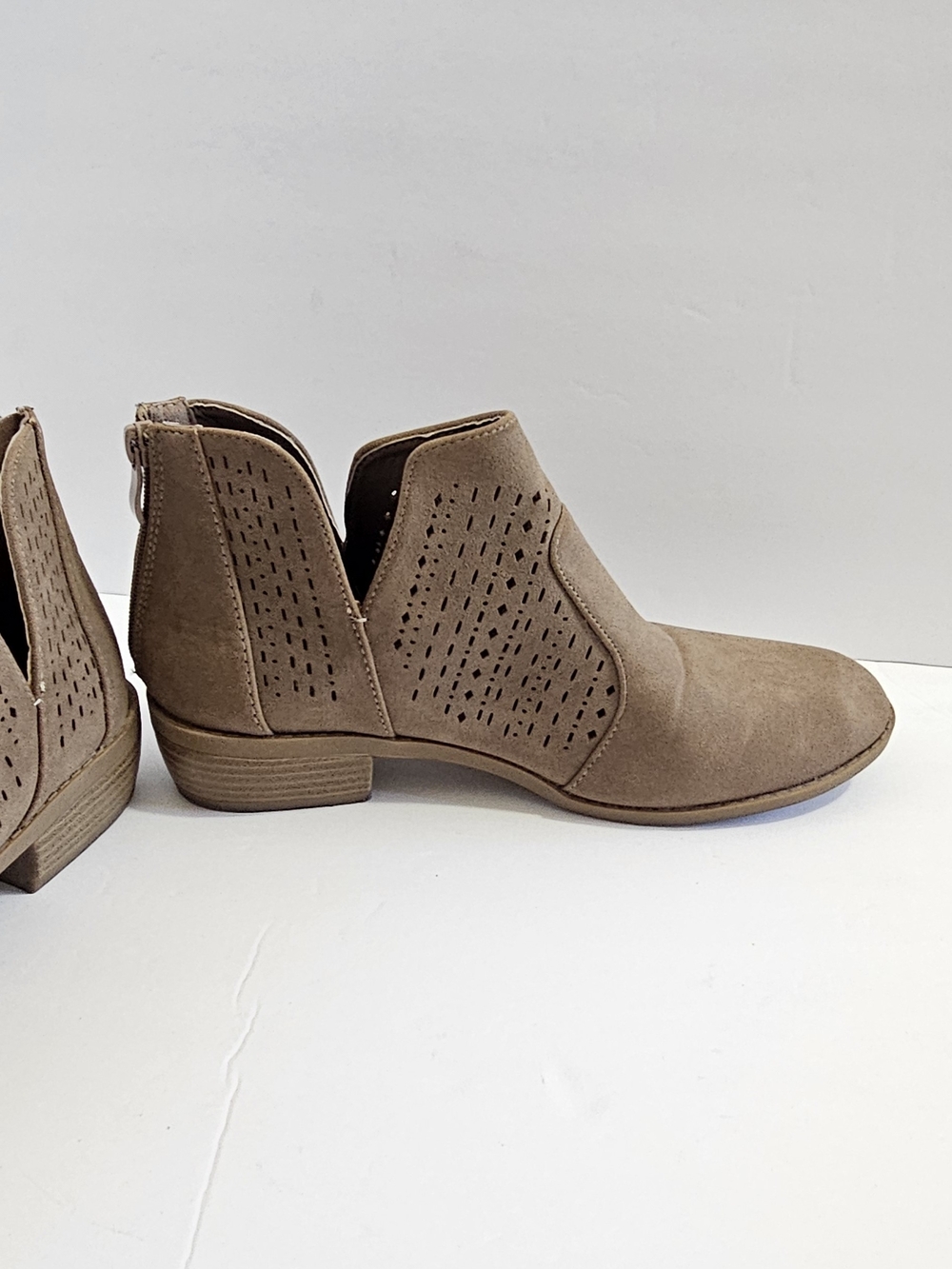 Women's Shein Taupe Cutout Ankle Boots - Picture 4 of 9